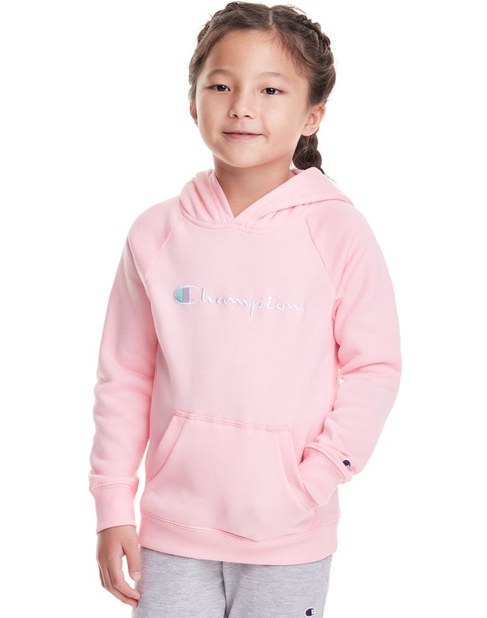 Champion Pige Hættetrøje Lyserød - Toddler Fleece Raglan Embroidered Logo - Danmark EAX-903517